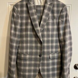 Zara Grey Plaid Wool Suit Men's 40R